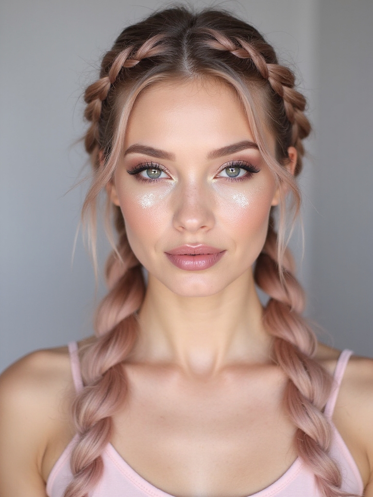 ethereal soft pink braids
