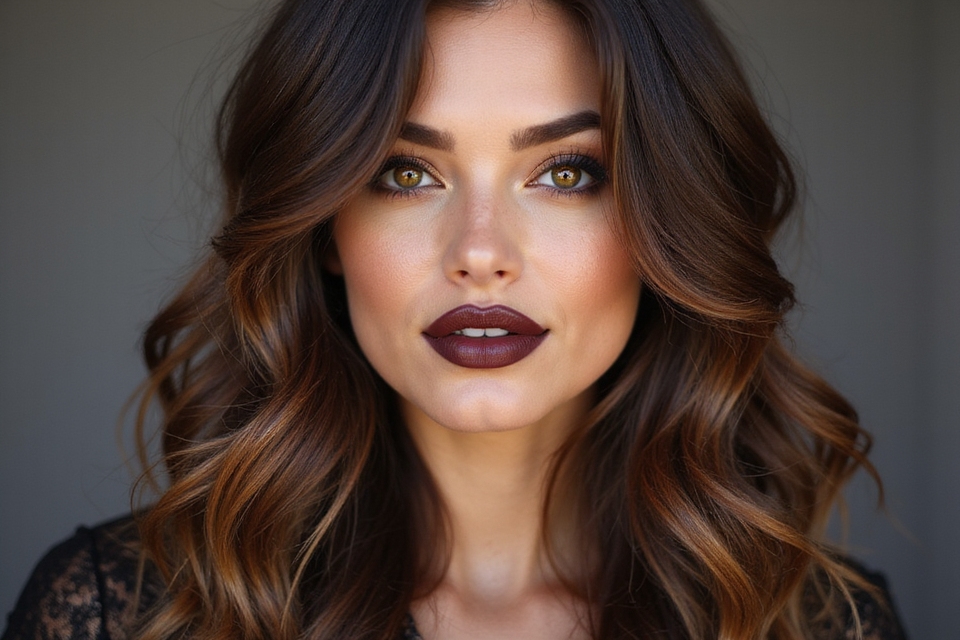 highlighted brunette with shine