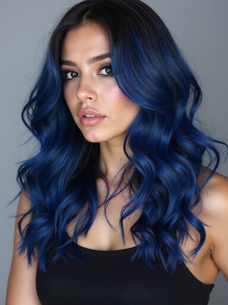 navy blue hair highlights