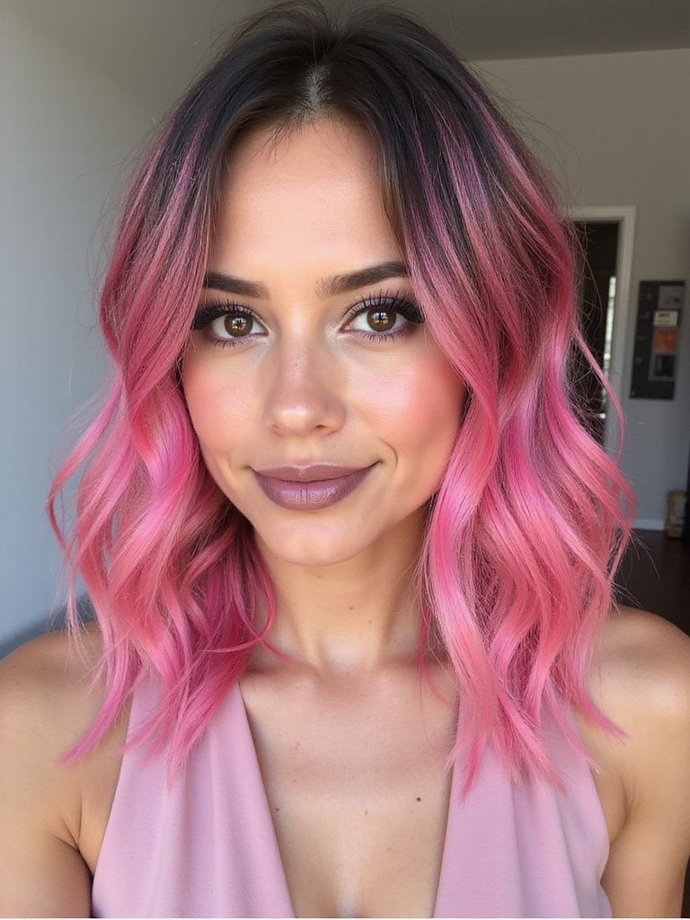 playful bubblegum pink highlights