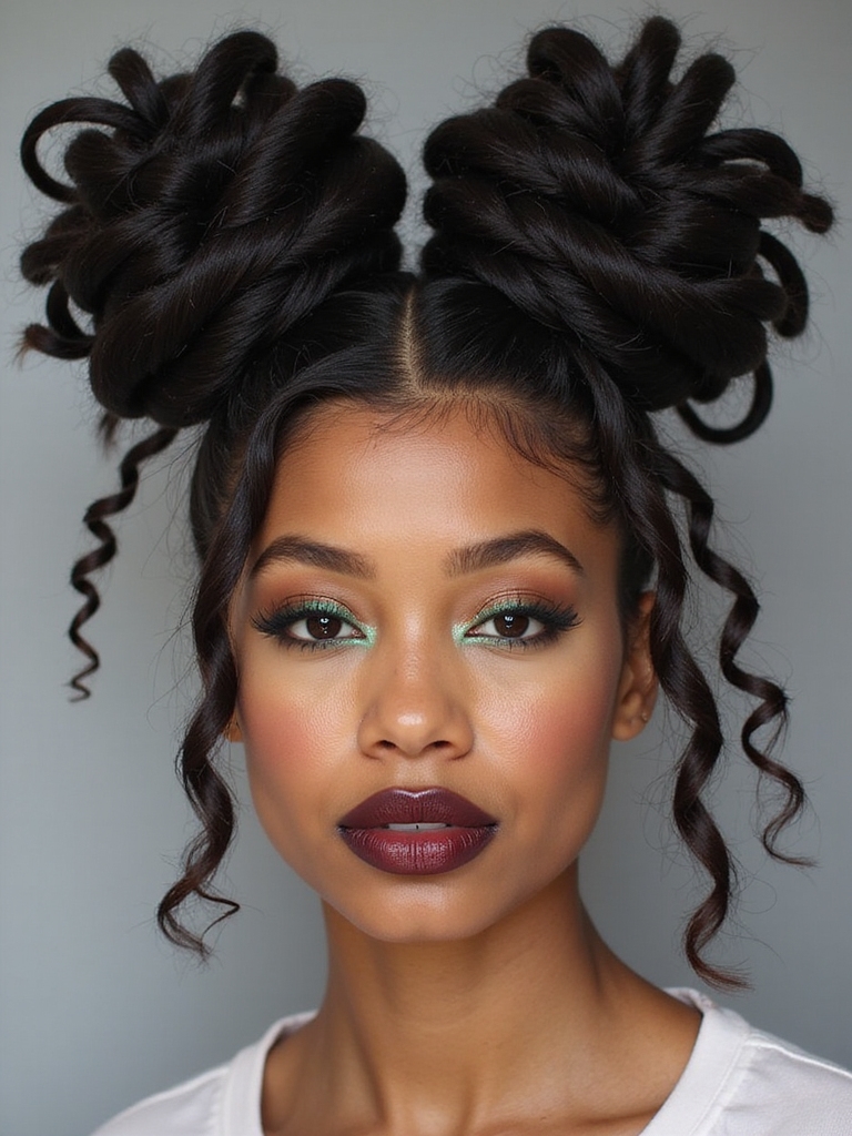 Space buns natural hair