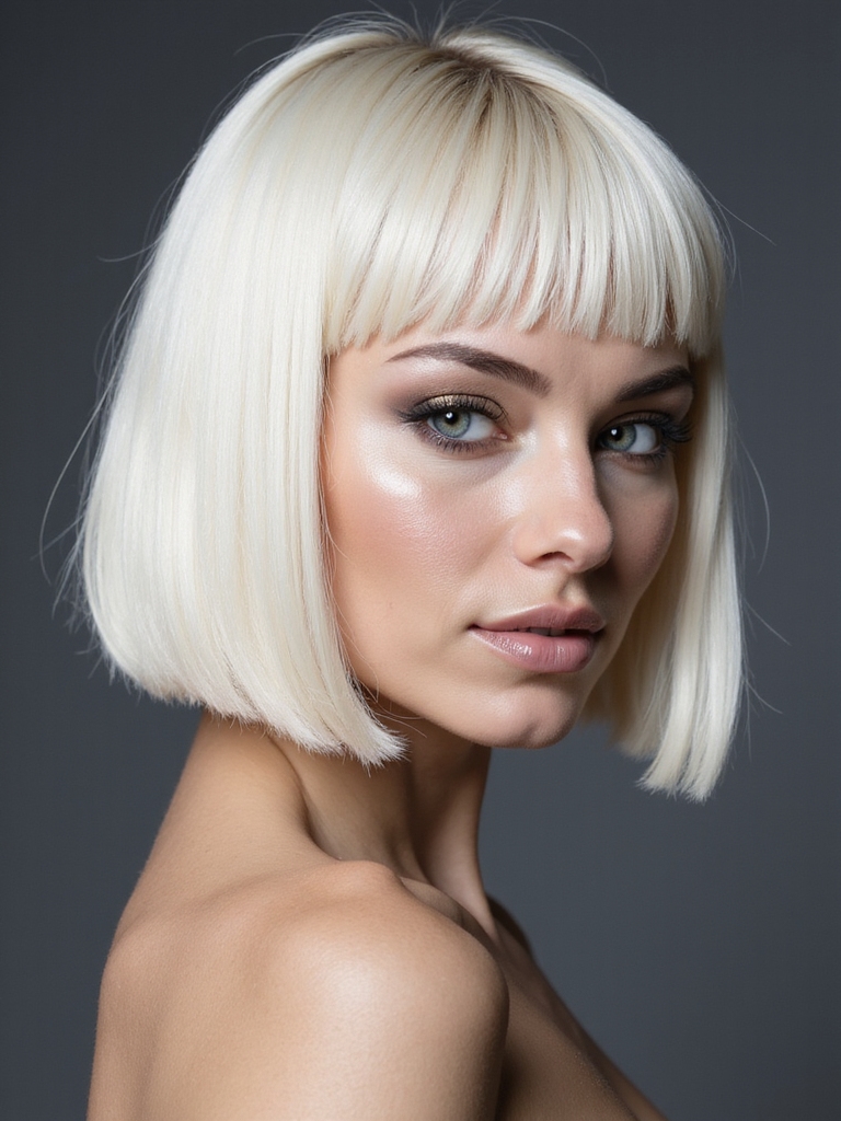 Sleek blonde bob