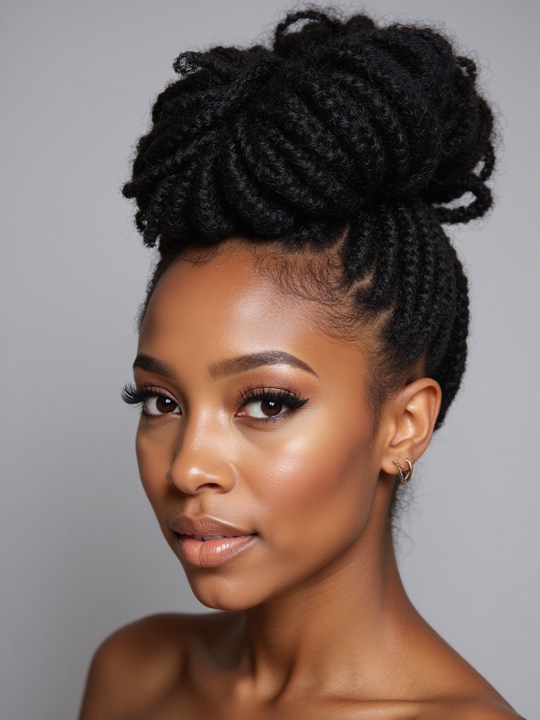 Sleek chignon natural hair