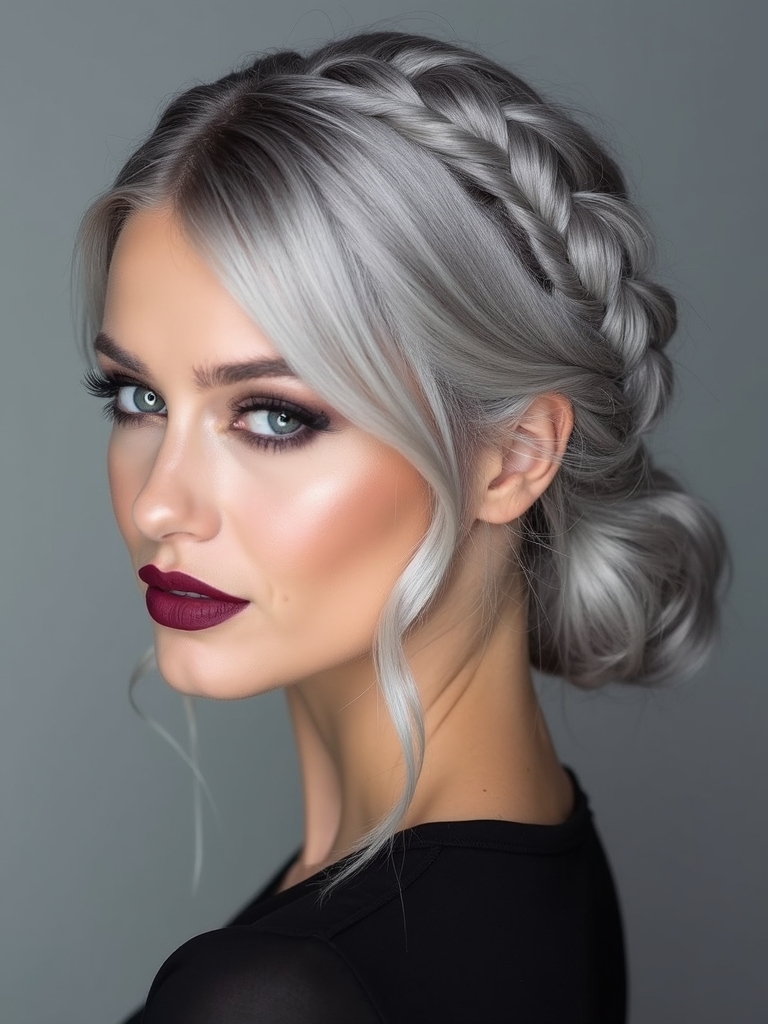 Braided gray hair