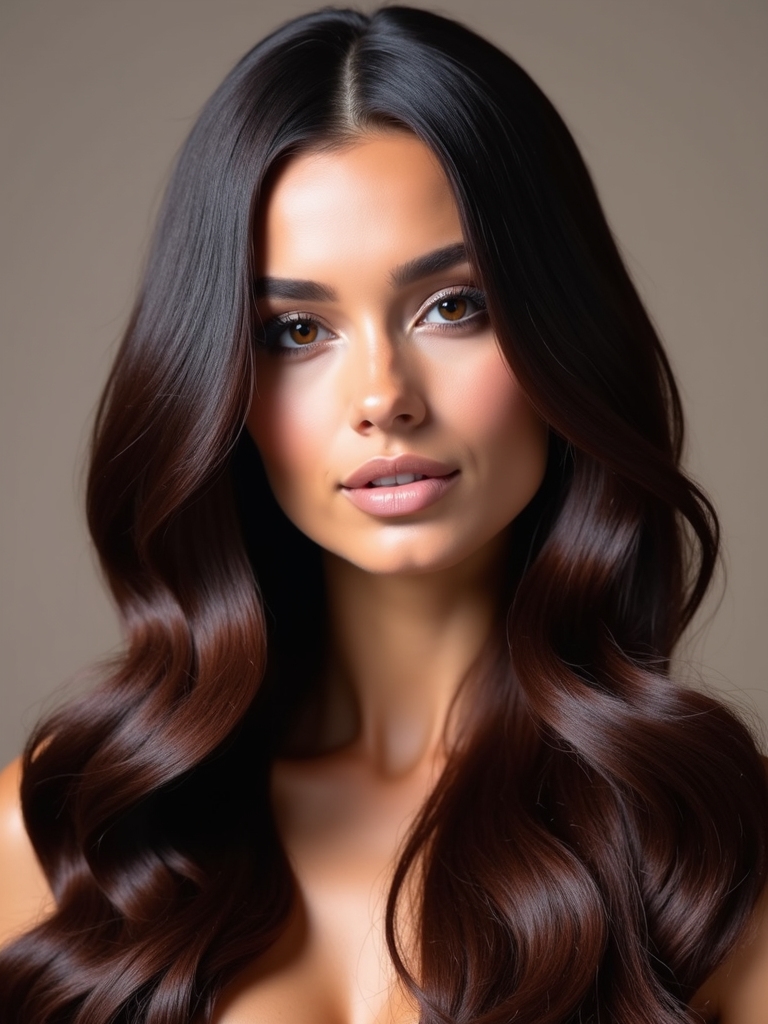 sophisticated deep mahogany hair