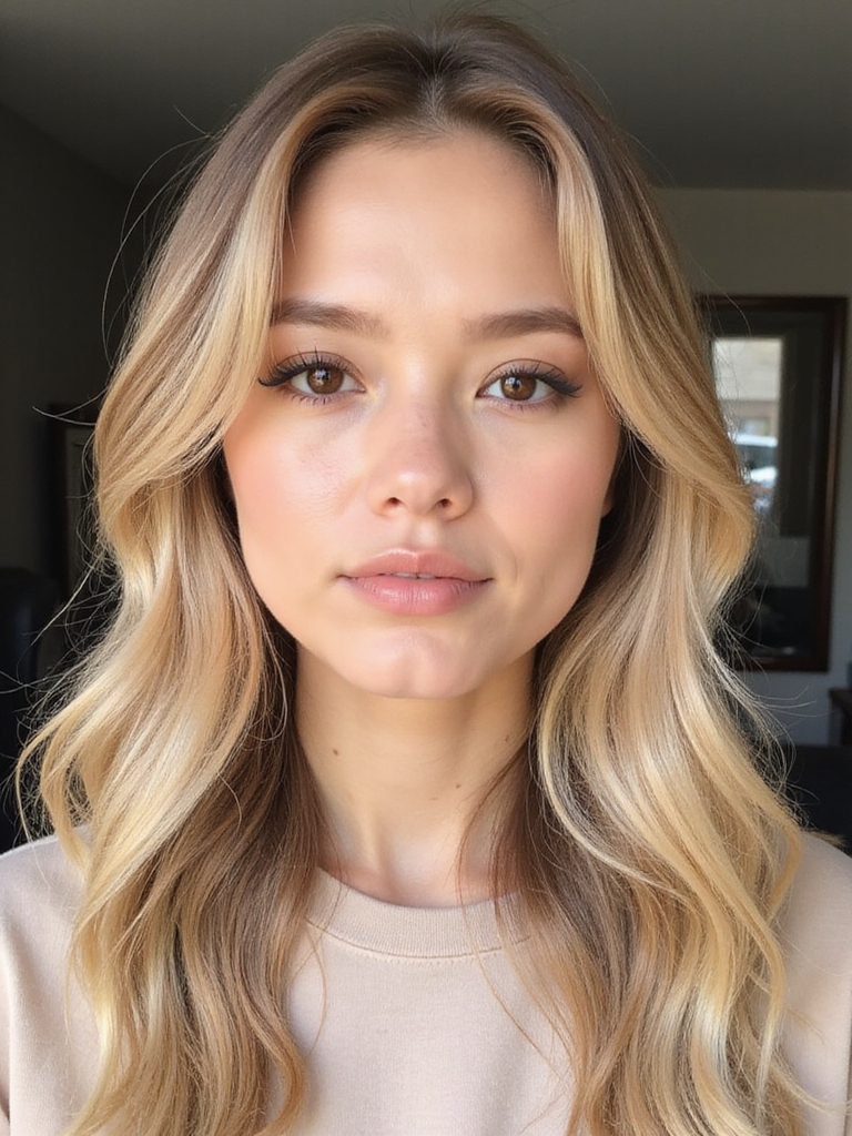 subtle caramel blonde highlights