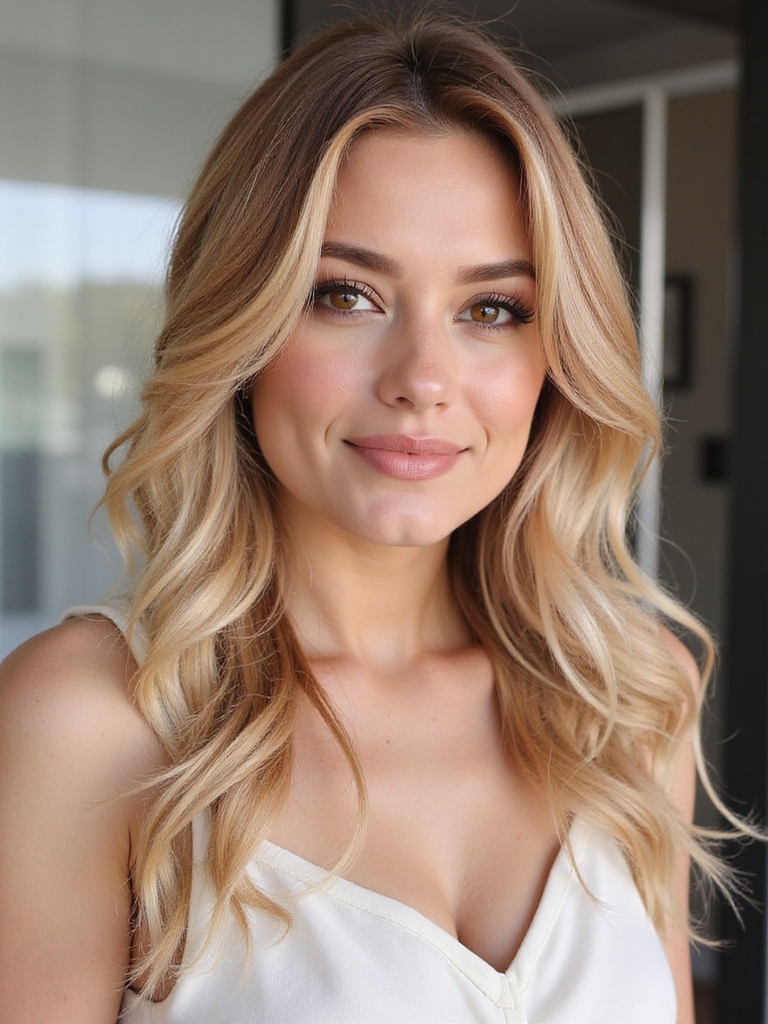 Copper highlights blonde