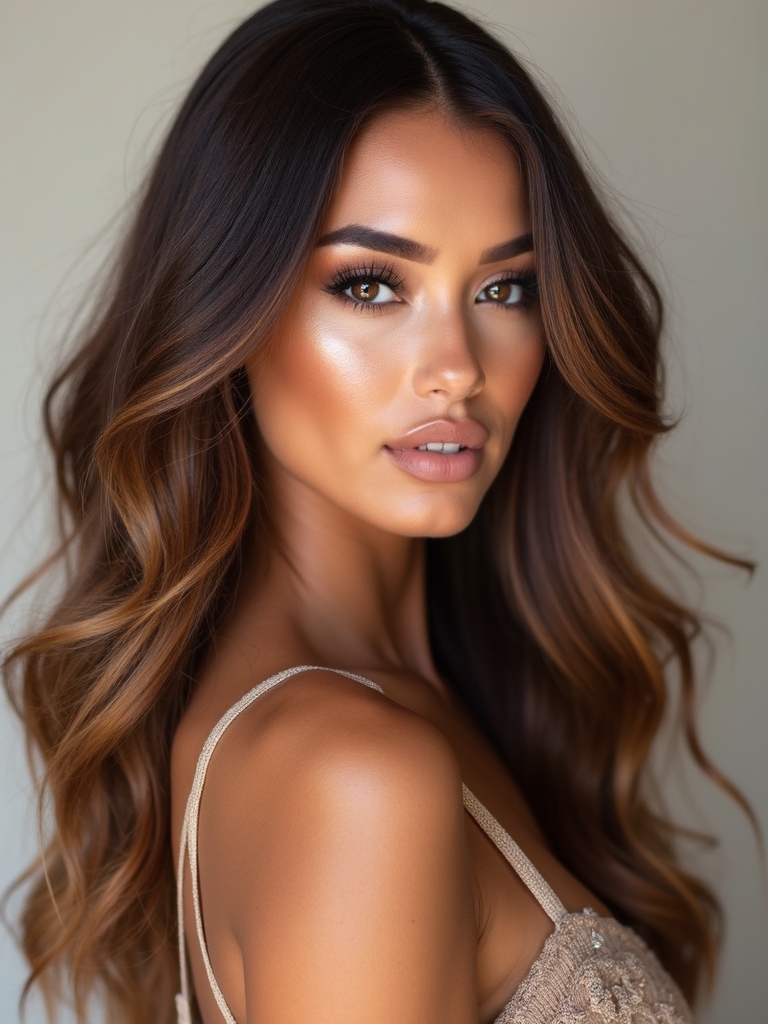 sunkissed chocolate waves hairstyle