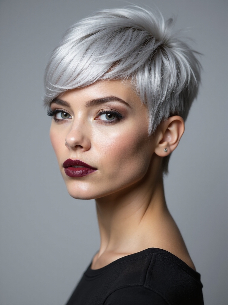 Gray pixie cut