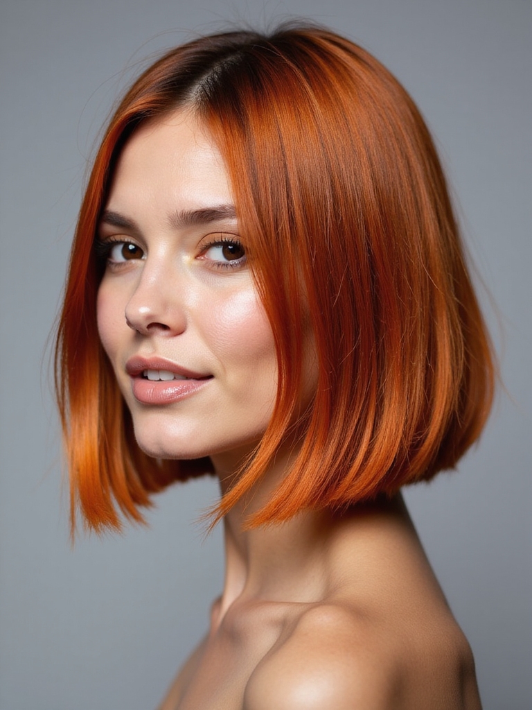 vibrant burnished orange bob