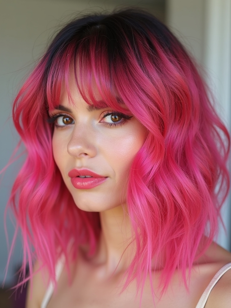 vibrant pink and green