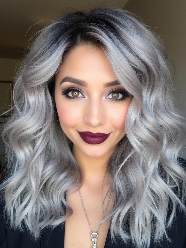 Voluminous gray curls
