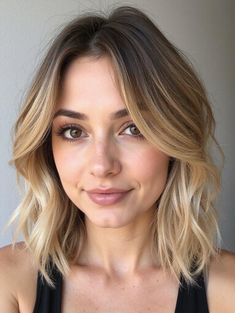air dried razor cut lob