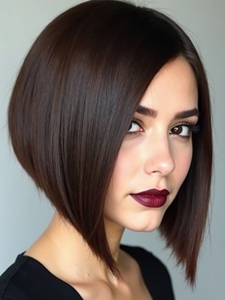Angled stacked sleek bob