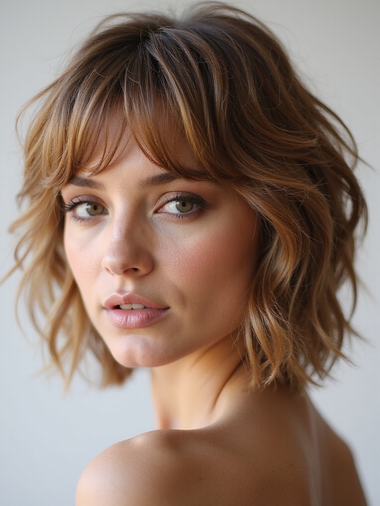Angular short shag for square jawlines