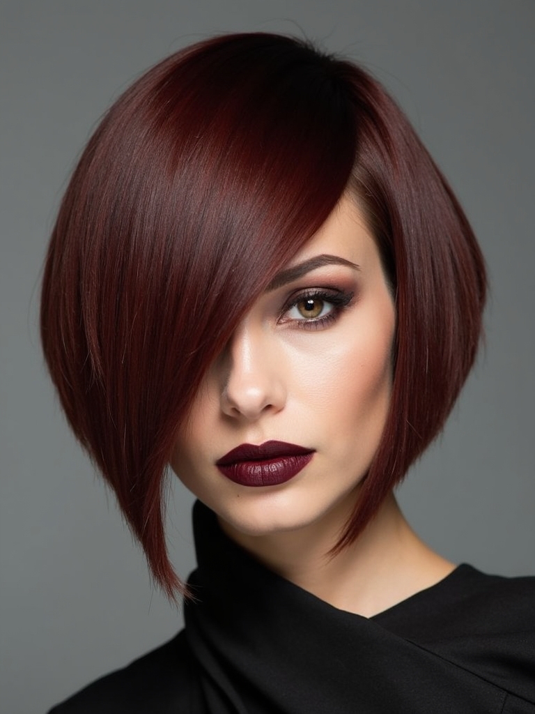 Asymmetrical angled jaw-defining bob