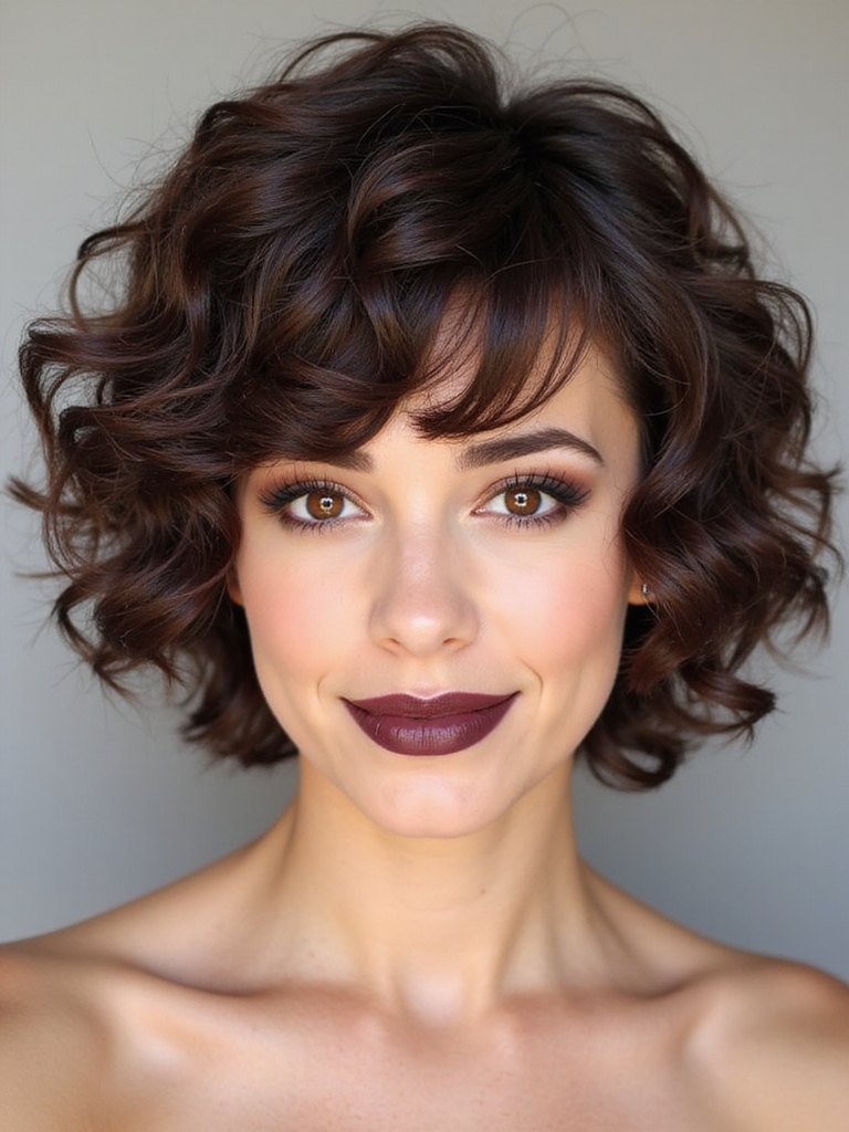 Asymmetrical curly shag