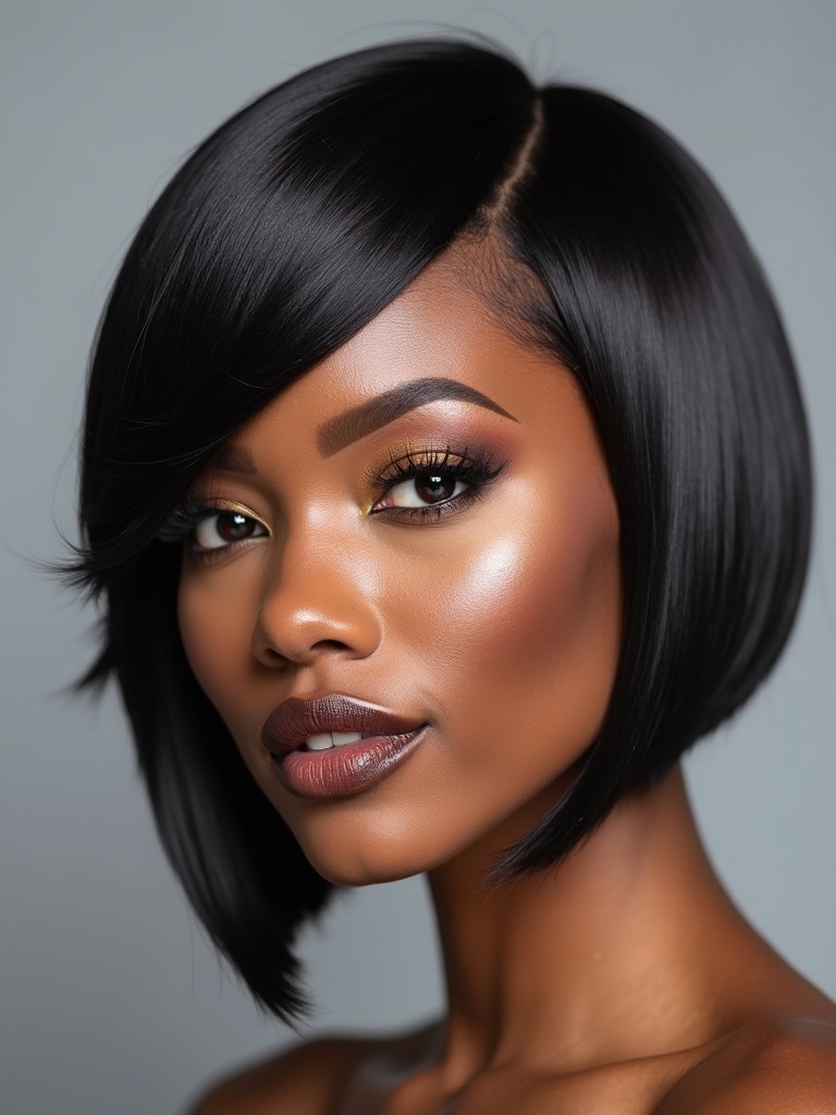 asymmetrical deep side bob