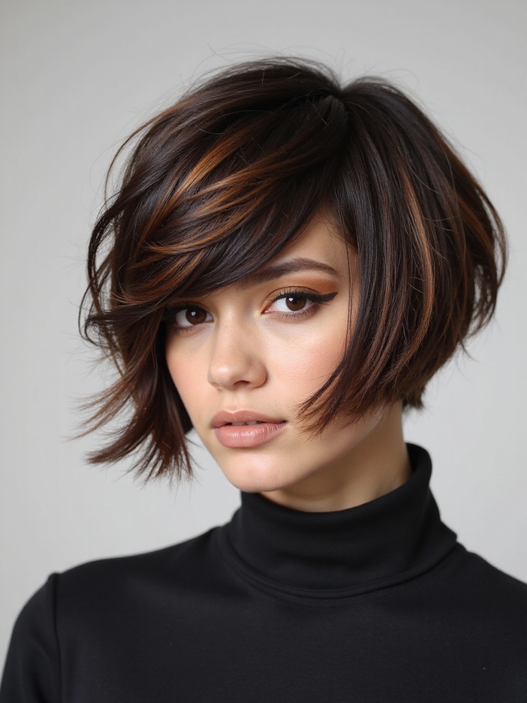 Asymmetrical layered bob