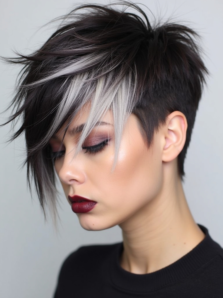 asymmetrical pixie with angled bangs
