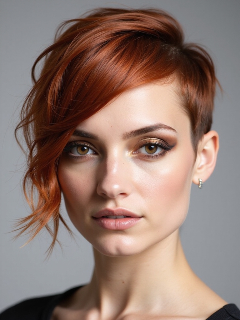asymmetrical pixie with side part