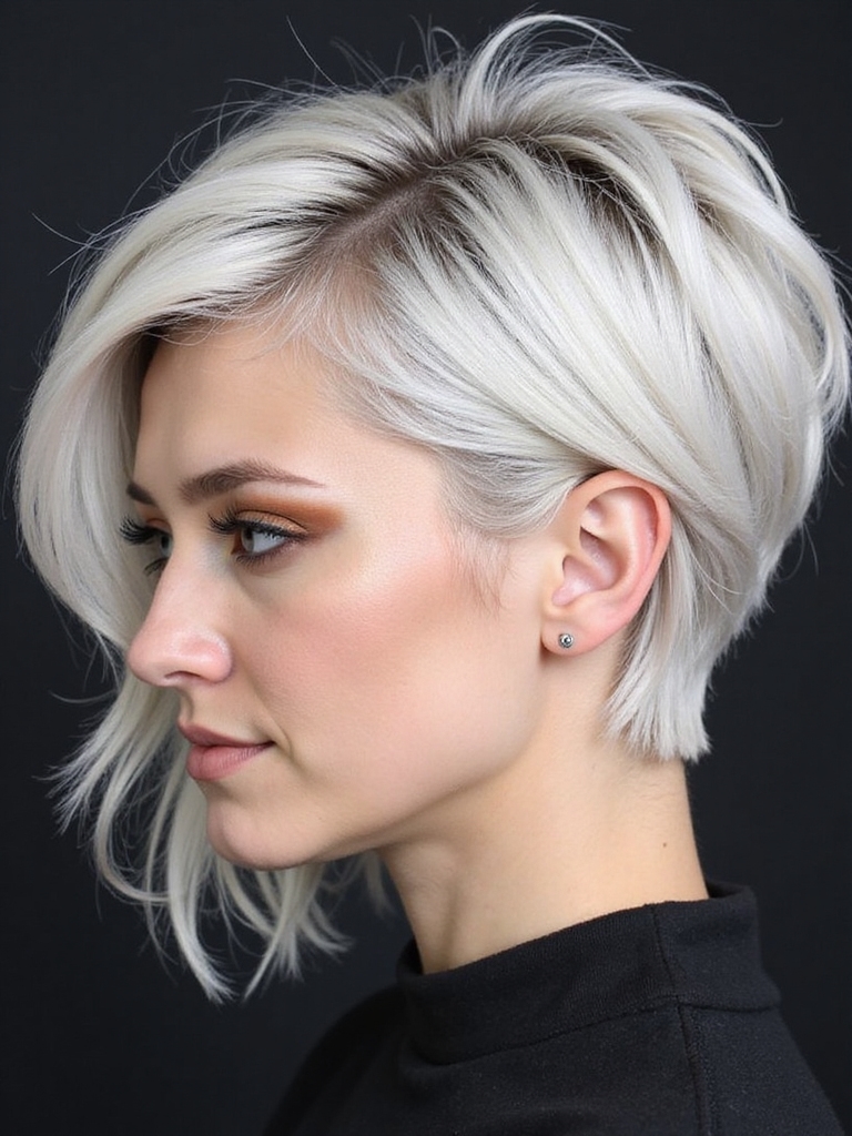 asymmetrical side swept pixie bob
