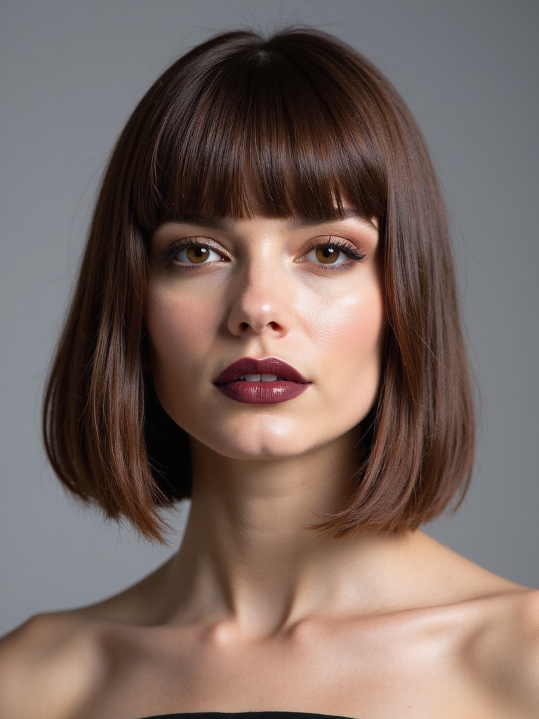 A blunt 90s bob with a fringe