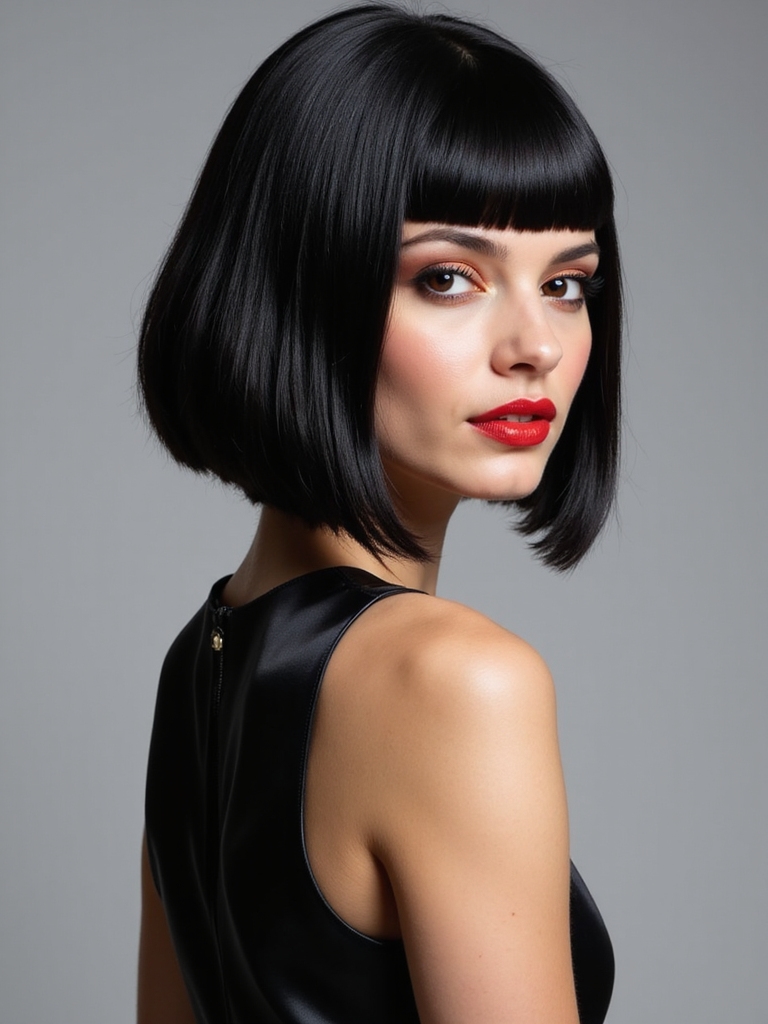 Blunt glassy French bob