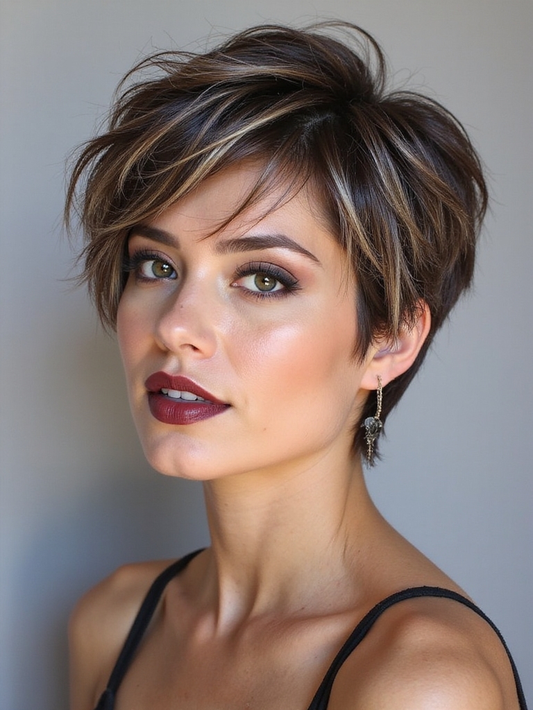 bold contrast pixie bob highlights