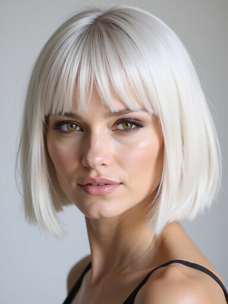 Center-part sleek minimalist lob