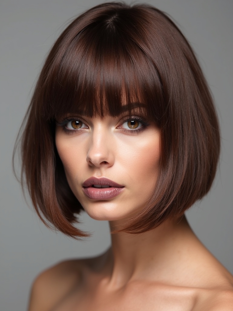 Cheekbone-grazing curtain-bang bob
