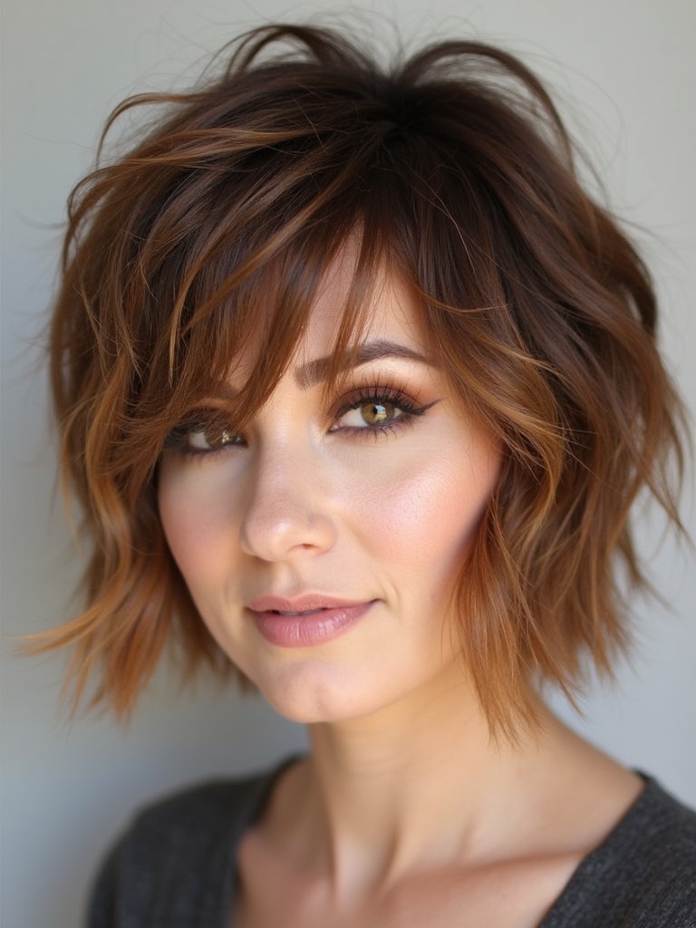 Face-framing layers on a short shag