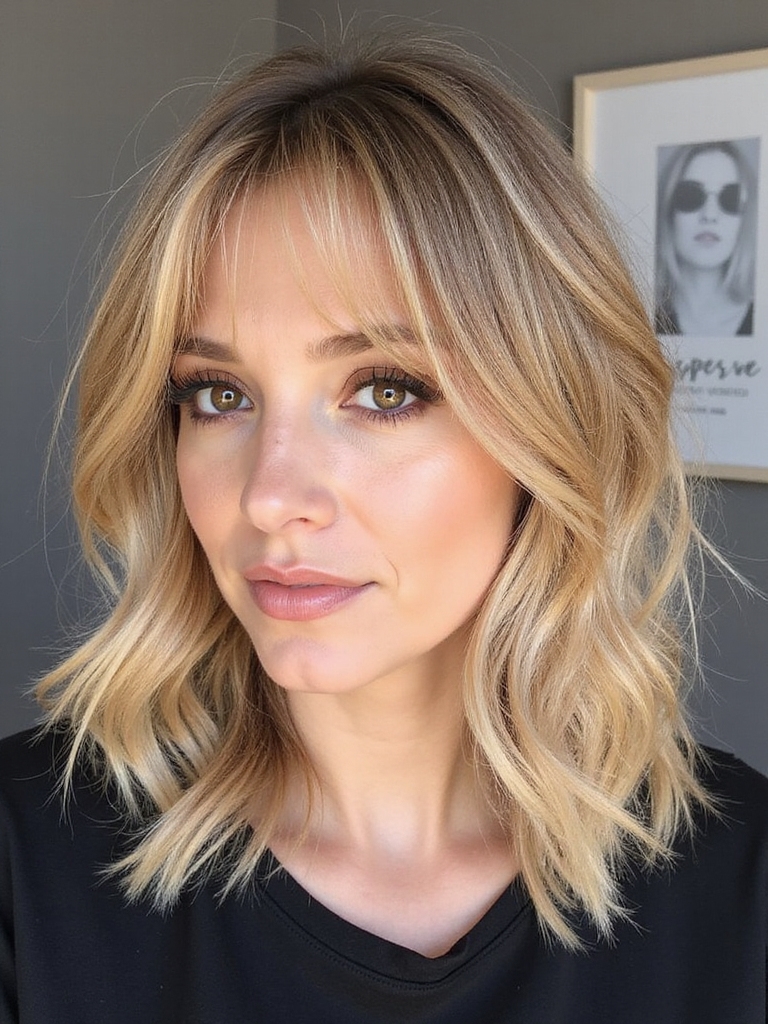 Face-framing short shag for round faces