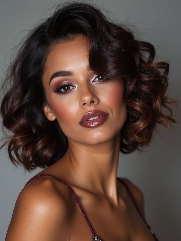 chin grazing defined curly bob