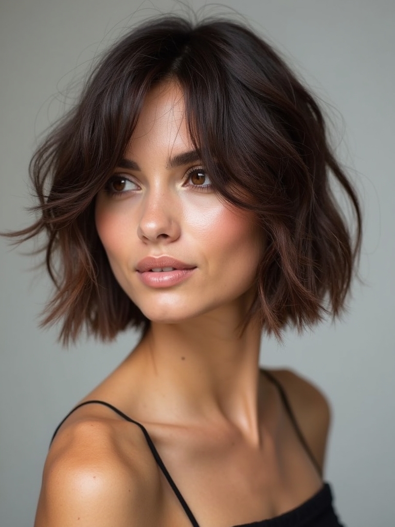 chin length airy shag bob