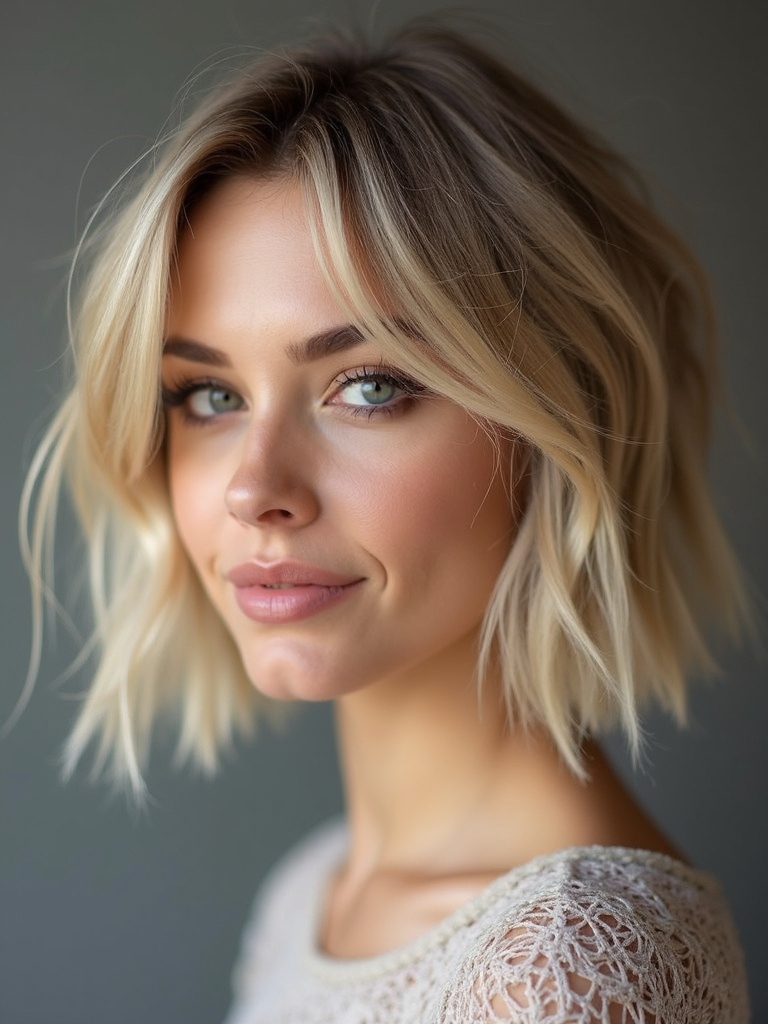 chin length shaggy bob lift