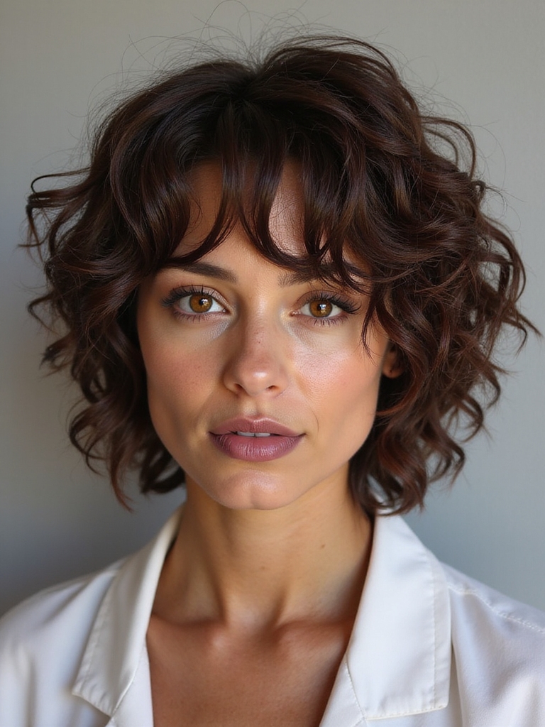 Curly wolf cut shag