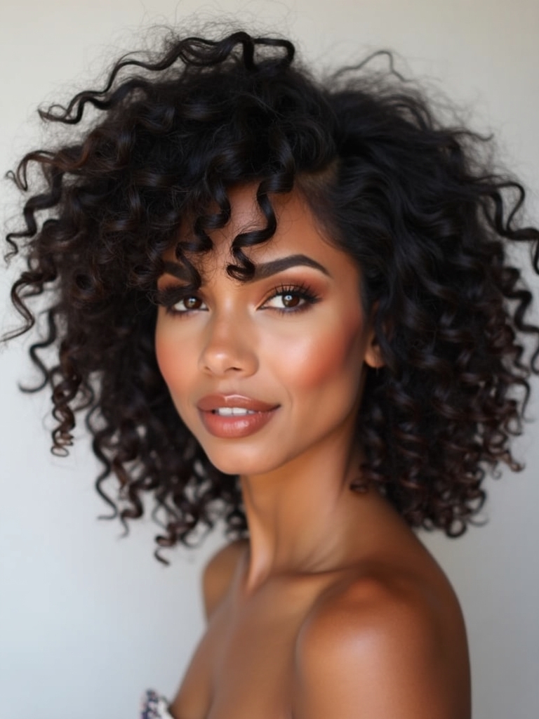 choppy textured curly shag