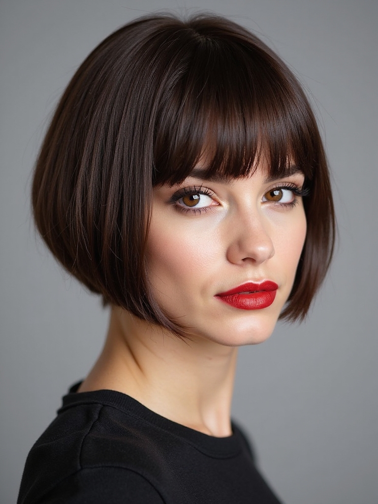 clean center parted jawline bob