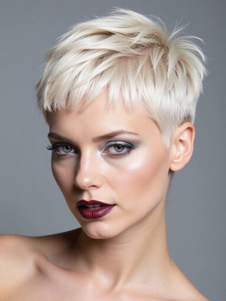 crisp micro bangs tapered crown