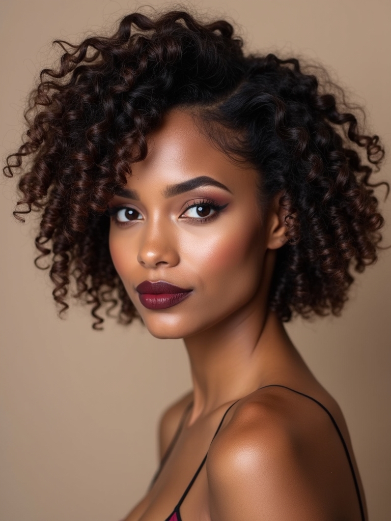 Curly bob enhancing natural texture