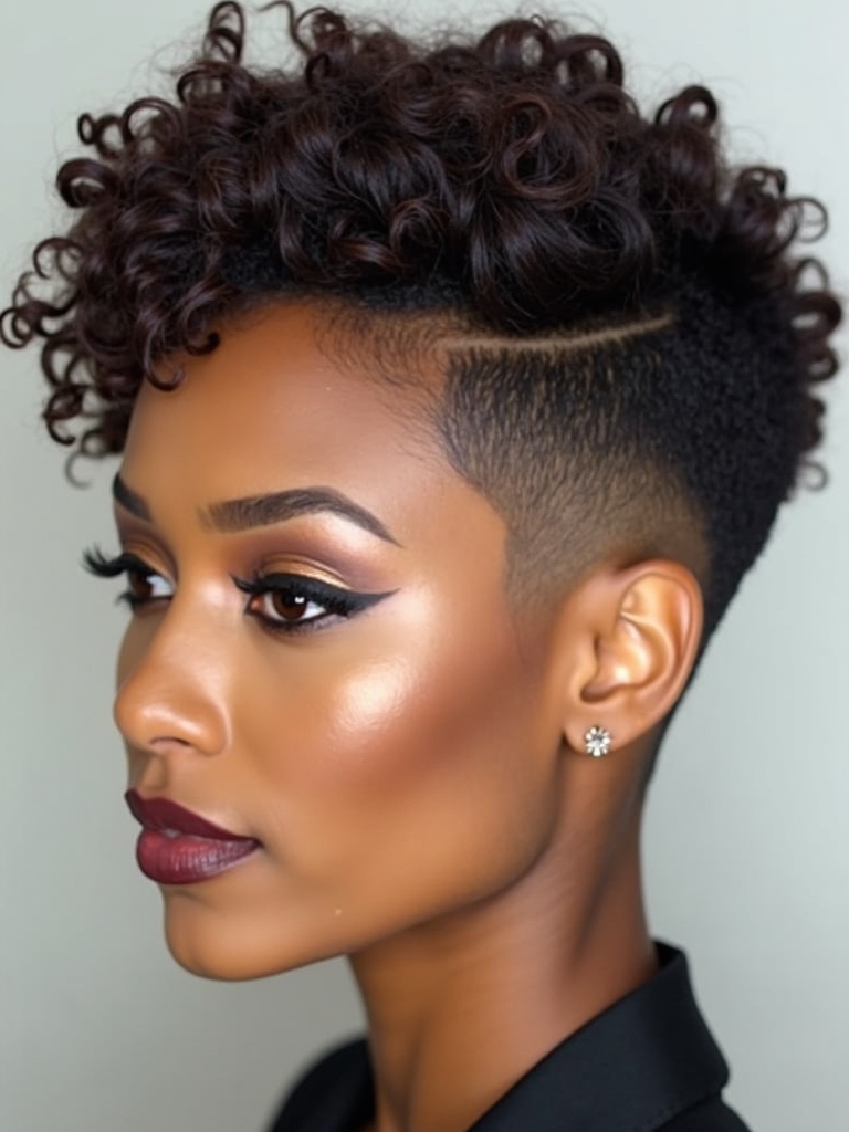 curly pixie with fade