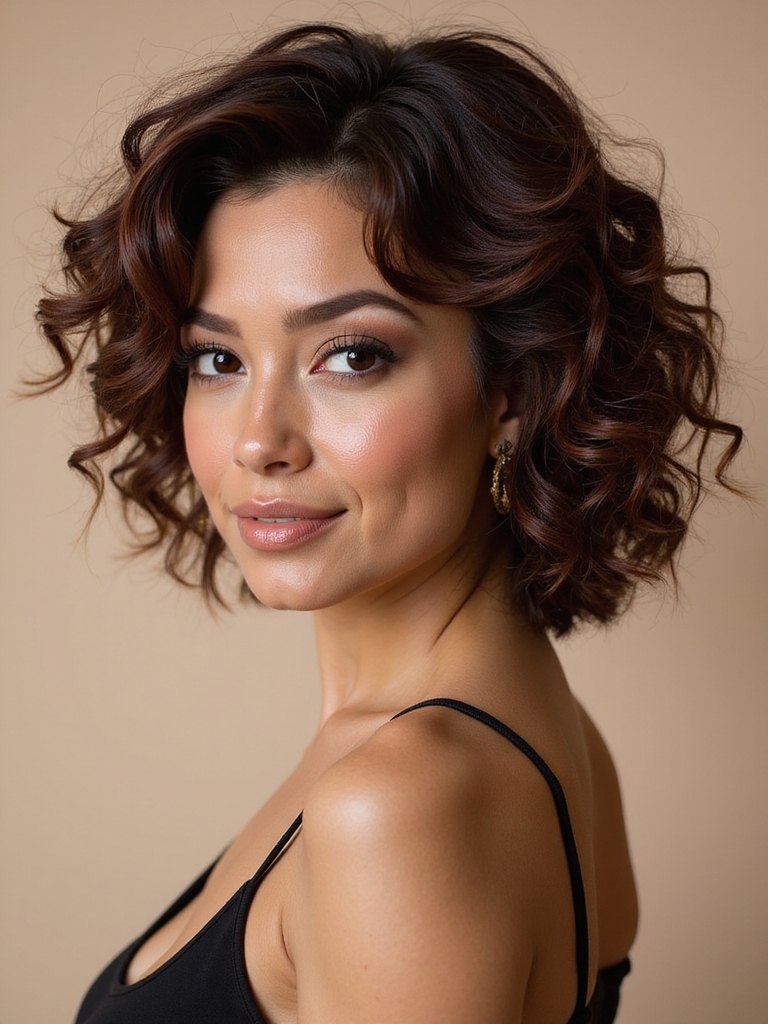 Curly shaggy mullet women