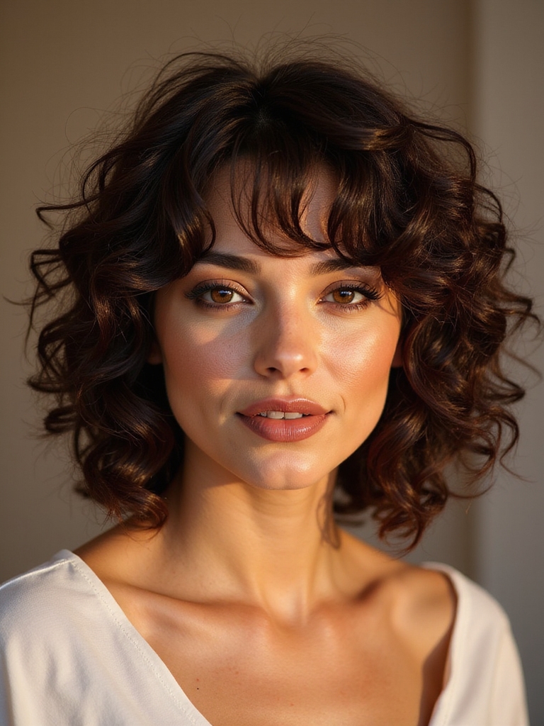 Curly textured short shag for natural texture