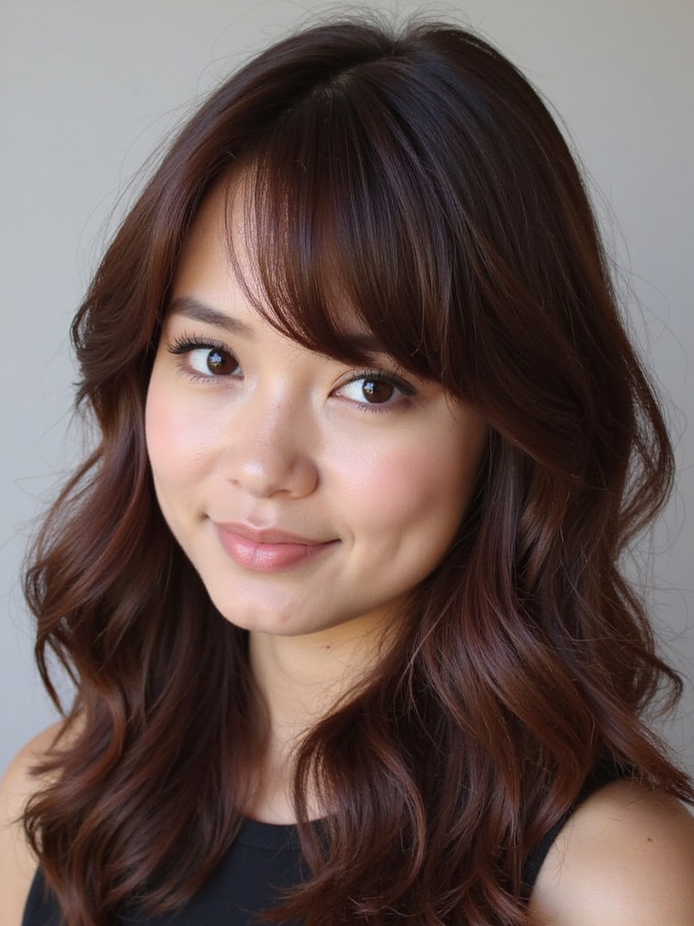 Thick hair debulked bangs