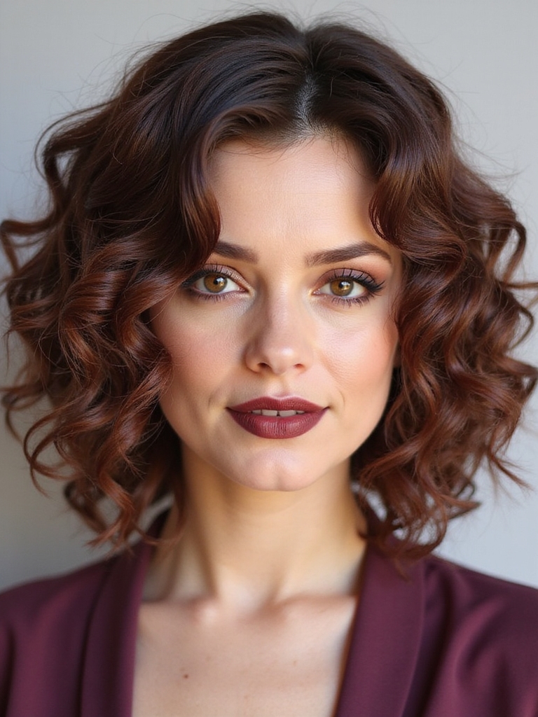 deep side parted layered bob