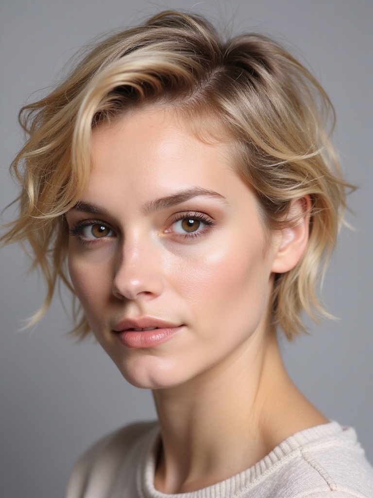 Piecey ear-length shag for fine hair
