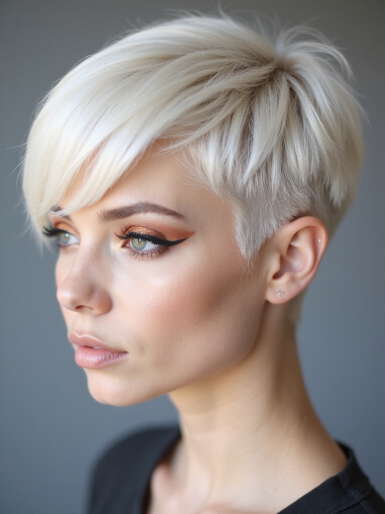 edgy precise textured long pixie