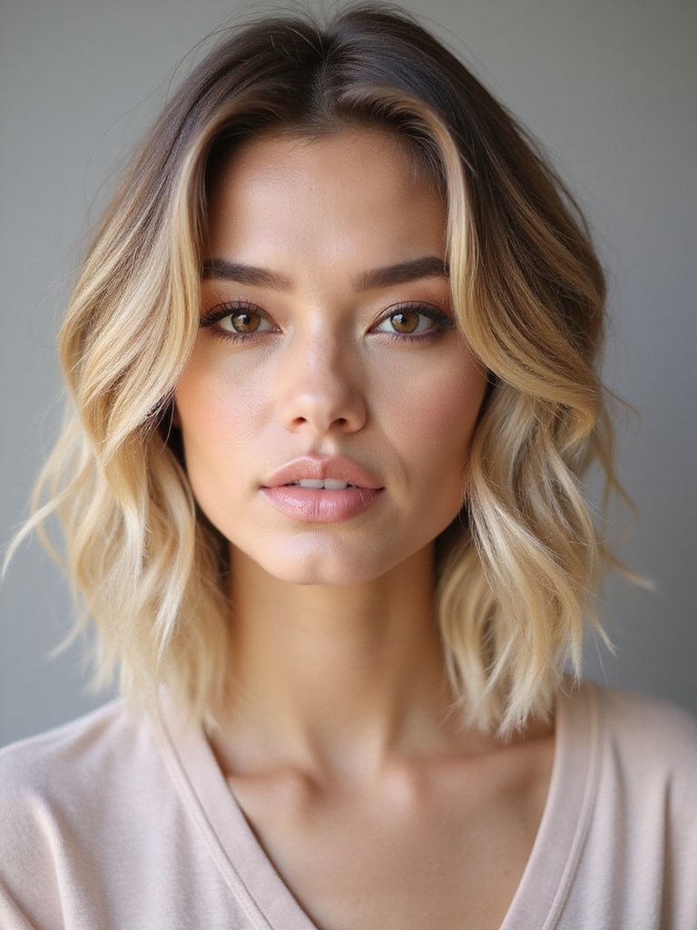 Layered bob heart face