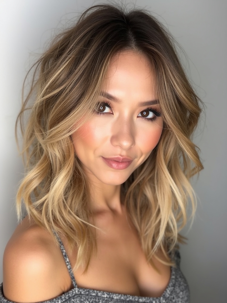 Beachy textured waves on a long shag
